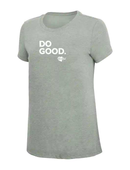 Womens Simply Soft Heathered Light Grey 4.5oz Poly/Combed Ring Spun Cotton T-Shirt w/Do Good. Logo