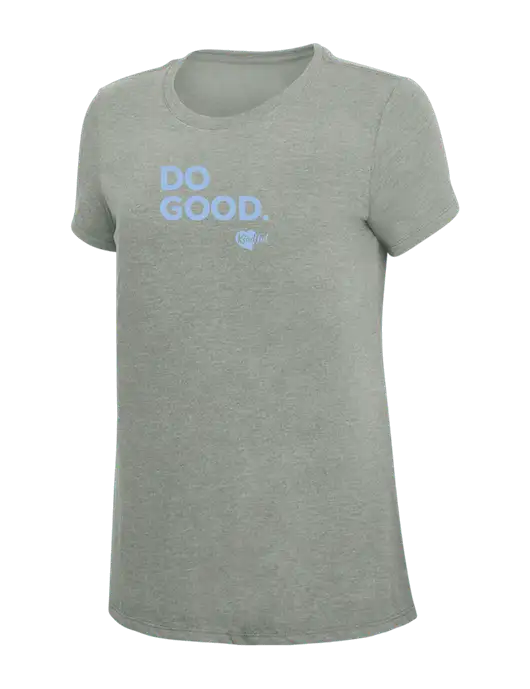 Womens Simply Soft Grey Frost 4.5oz  Poly/Combed Ring Spun Cotton T-Shirt w/Do Good. Logo