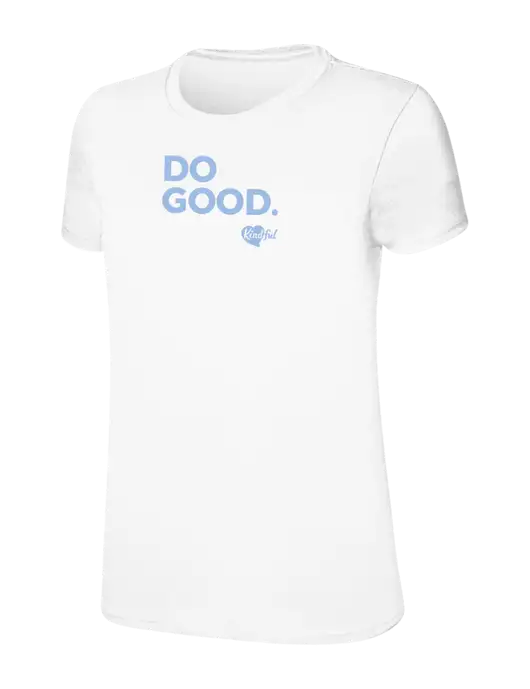 Womens Ring Spun White 4.5 oz T-Shirt w/Do Good. Logo