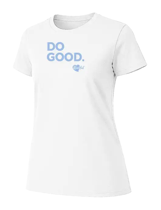 Womens Ring Spun White 4.5 oz T-Shirt w/Do Good. Logo