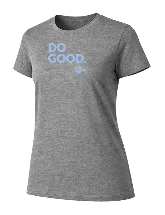 Womens Ring Spun Light Grey Heather 4.5 oz T-Shirt w/Do Good. Logo