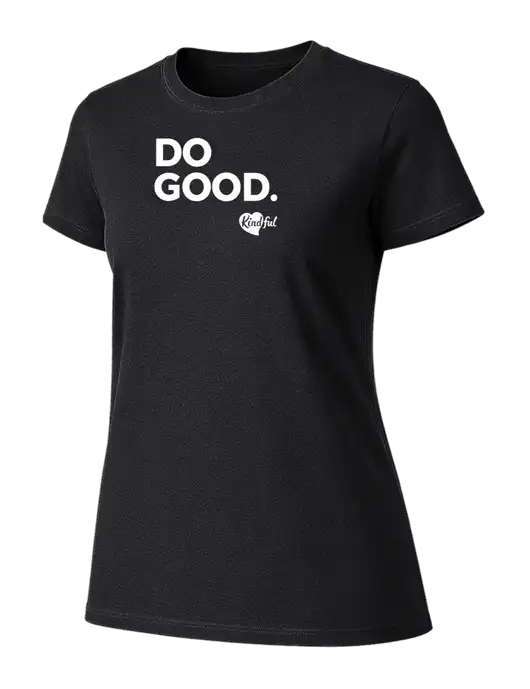 Womens Ring Spun Jet Black 4.5 oz T-Shirt w/Do Good. Logo