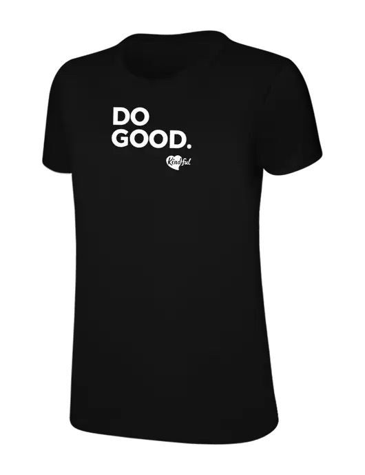 Womens Ring Spun Jet Black 4.5 oz T-Shirt w/Do Good. Logo