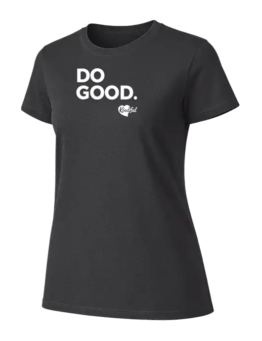 Womens Ring Spun Charcoal 4.5 oz T-Shirt w/Do Good. Logo