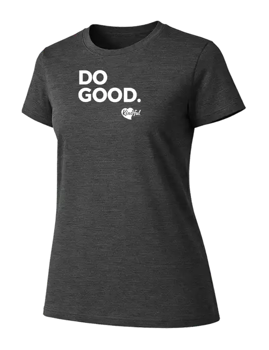 Womens Ring Spun Dark Heather Grey 4.5 oz T-Shirt w/Do Good. Logo