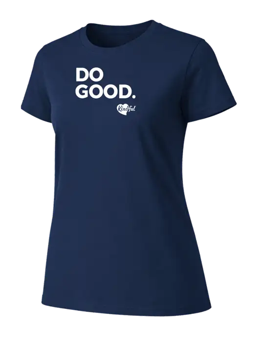 Womens Ring Spun Navy 4.5 oz T-Shirt w/Do Good. Logo