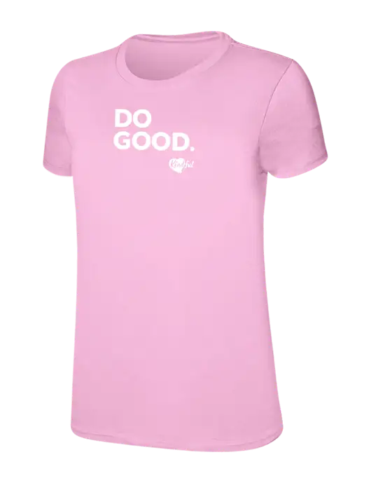 Womens Ring Spun Candy Pink 4.5 oz T-Shirt w/Do Good. Logo