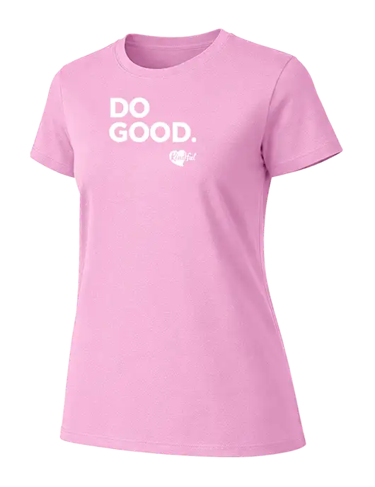 Womens Ring Spun Candy Pink 4.5 oz T-Shirt w/Do Good. Logo