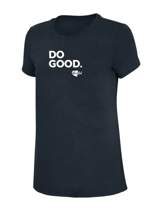 Womens Simply Soft Navy 4.5oz Poly/Combed Ring Spun Cotton T-Shirt w/Do Good. Logo