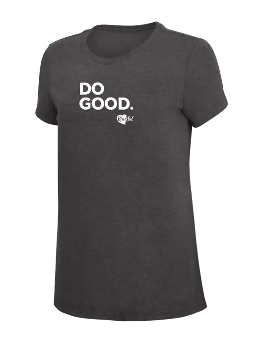 Womens Simply Soft Heather Charcoal 4.5oz  Poly/Combed Ring Spun Cotton T-Shirt w/Do Good. Logo