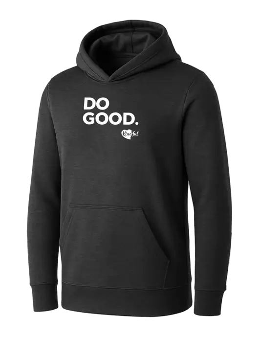Womens Dark Grey Heather Core Fleece Pullover Hooded Sweatshirt w/Do Good. Logo
