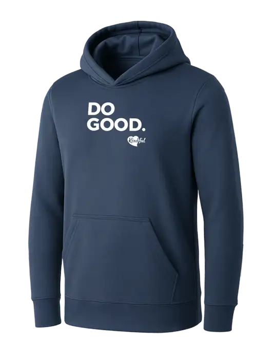 Womens Navy Core Fleece Pullover Hooded Sweatshirt w/Do Good. Logo