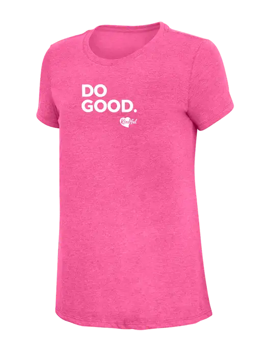 Womens Simply Soft Fuchsia Frost 4.5oz Poly/Combed Ring Spun Cotton T-Shirt w/Do Good. Logo