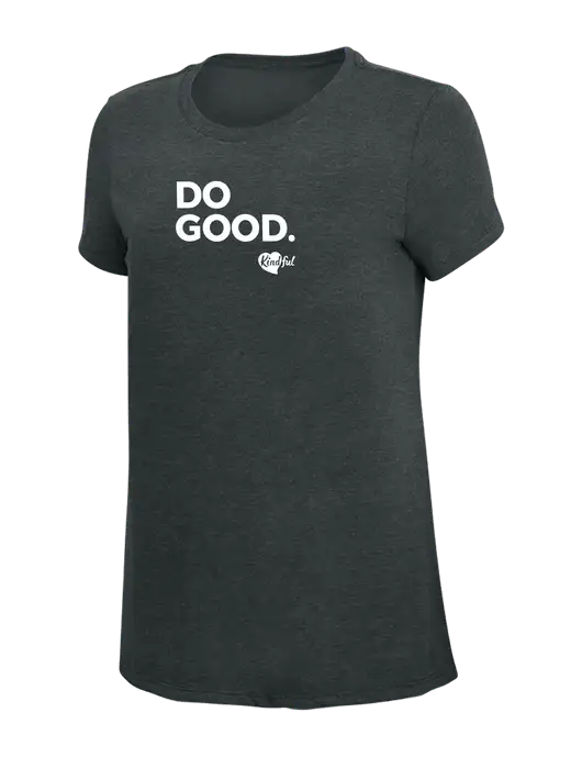 Womens Simply Soft Black Frost 4.5oz Poly/Combed Ring Spun Cotton T-Shirt w/Do Good. Logo