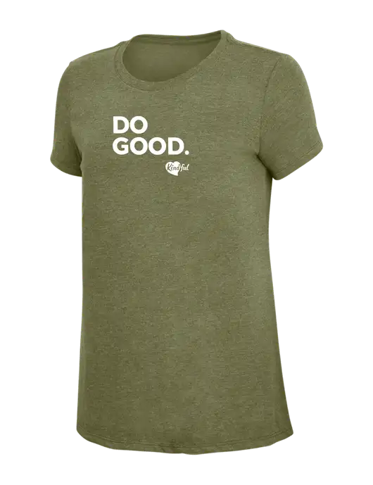 Womens Simply Soft Military Green Frost 4.5oz Poly/Combed Ring Spun Cotton T-Shirt
 w/Do Good. Logo