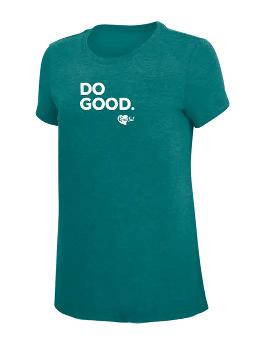 Womens Simply Soft Heathered Dark Teal 4.5oz  Poly/Combed Ring Spun Cotton T-Shirt w/Do Good. Logo