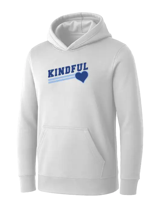 Womens White Core Fleece Pullover Hooded Sweatshirt w/Kindful Angled Logo