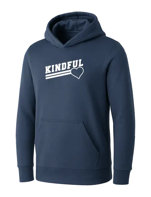 Womens Navy Core Fleece Pullover Hooded Sweatshirt w/Kindful Angled Logo