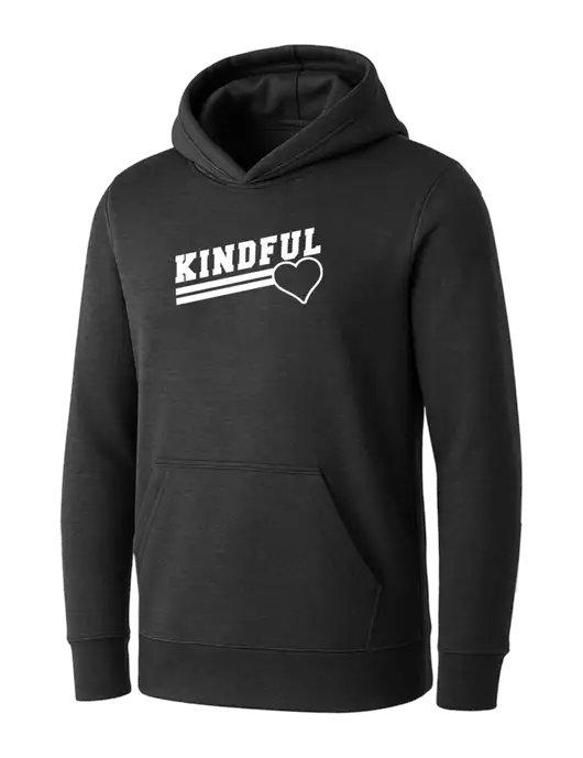 Womens Dark Grey Heather Core Fleece Pullover Hooded Sweatshirt w/Kindful Angled Logo