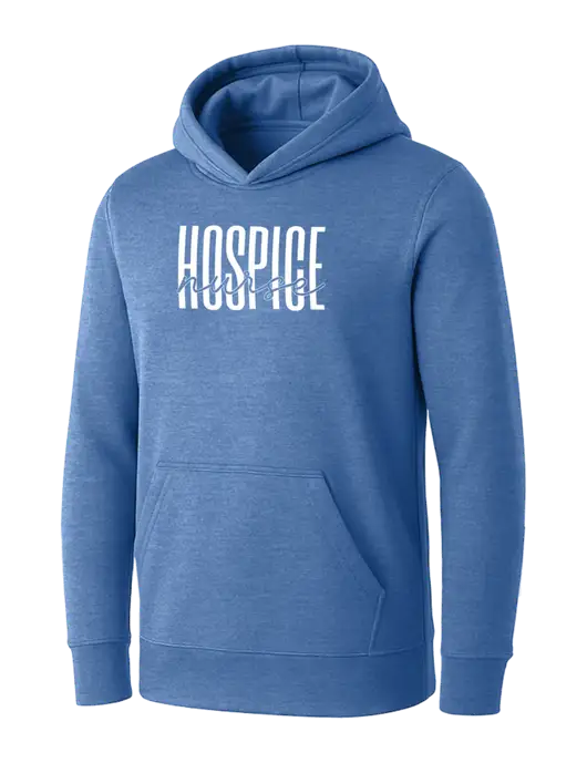 Womens Royal Heather Core Fleece Pullover Hooded Sweatshirt w/Kindful Hospice Nurse Logo